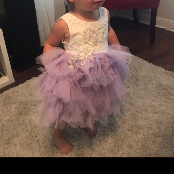 Lace tulle lavender flower girl dress - Picture 6 of 6